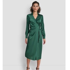 DKNY: Women's Long Sleeve Surplice Midi Wrap Dress